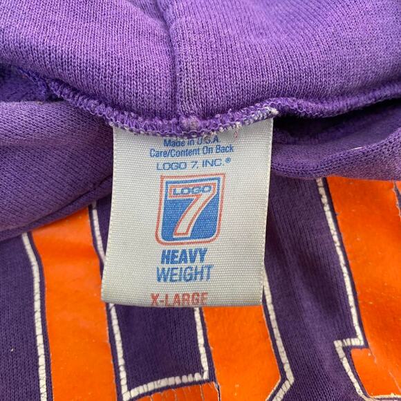 Vintage 90s Logo 7 NBA Phoenix Suns Basketball Paint Distressed Pullover Hoodie - Picture 5 of 5